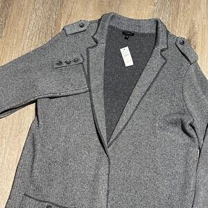 NWT $150 Talbots Women's Sweater Knit Coatigan Gray Herringbone Wool Blend Small